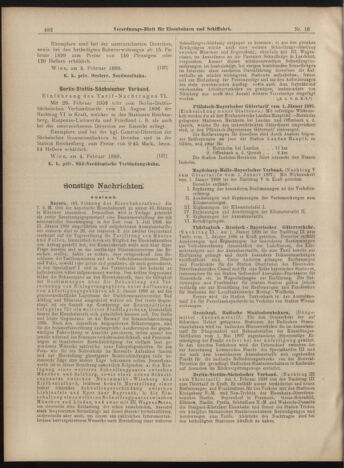 Verordnungs-Blatt für Eisenbahnen und Schiffahrt: Veröffentlichungen in Tarif- und Transport-Angelegenheiten 18990207 Seite: 38