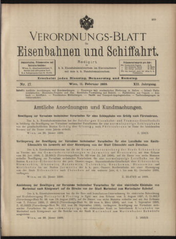 Verordnungs-Blatt für Eisenbahnen und Schiffahrt: Veröffentlichungen in Tarif- und Transport-Angelegenheiten 18990211 Seite: 1