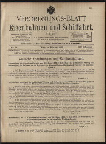 Verordnungs-Blatt für Eisenbahnen und Schiffahrt: Veröffentlichungen in Tarif- und Transport-Angelegenheiten 18990214 Seite: 1