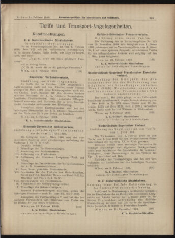 Verordnungs-Blatt für Eisenbahnen und Schiffahrt: Veröffentlichungen in Tarif- und Transport-Angelegenheiten 18990214 Seite: 5