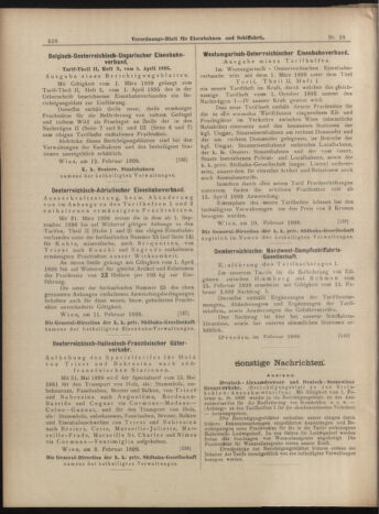 Verordnungs-Blatt für Eisenbahnen und Schiffahrt: Veröffentlichungen in Tarif- und Transport-Angelegenheiten 18990214 Seite: 6