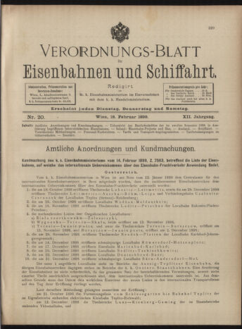 Verordnungs-Blatt für Eisenbahnen und Schiffahrt: Veröffentlichungen in Tarif- und Transport-Angelegenheiten 18990218 Seite: 1