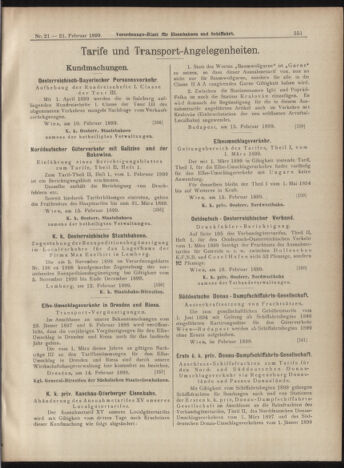 Verordnungs-Blatt für Eisenbahnen und Schiffahrt: Veröffentlichungen in Tarif- und Transport-Angelegenheiten 18990221 Seite: 11