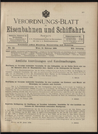 Verordnungs-Blatt für Eisenbahnen und Schiffahrt: Veröffentlichungen in Tarif- und Transport-Angelegenheiten 18990225 Seite: 1