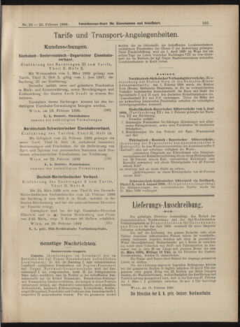 Verordnungs-Blatt für Eisenbahnen und Schiffahrt: Veröffentlichungen in Tarif- und Transport-Angelegenheiten 18990225 Seite: 9