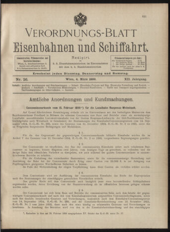 Verordnungs-Blatt für Eisenbahnen und Schiffahrt: Veröffentlichungen in Tarif- und Transport-Angelegenheiten 18990304 Seite: 1