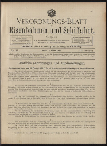 Verordnungs-Blatt für Eisenbahnen und Schiffahrt: Veröffentlichungen in Tarif- und Transport-Angelegenheiten 18990307 Seite: 1