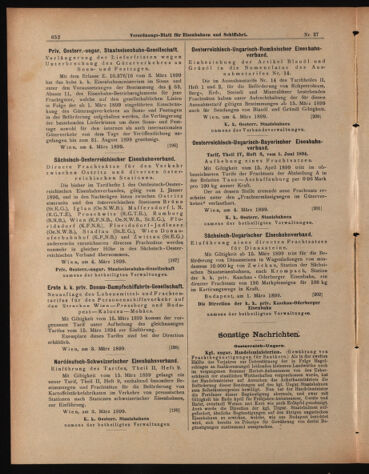 Verordnungs-Blatt für Eisenbahnen und Schiffahrt: Veröffentlichungen in Tarif- und Transport-Angelegenheiten 18990307 Seite: 12