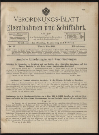 Verordnungs-Blatt für Eisenbahnen und Schiffahrt: Veröffentlichungen in Tarif- und Transport-Angelegenheiten 18990309 Seite: 1