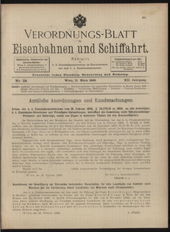 Verordnungs-Blatt für Eisenbahnen und Schiffahrt: Veröffentlichungen in Tarif- und Transport-Angelegenheiten 18990311 Seite: 1