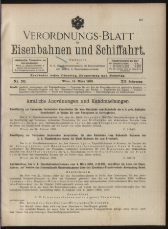 Verordnungs-Blatt für Eisenbahnen und Schiffahrt: Veröffentlichungen in Tarif- und Transport-Angelegenheiten 18990314 Seite: 1