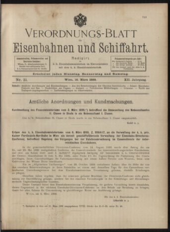 Verordnungs-Blatt für Eisenbahnen und Schiffahrt: Veröffentlichungen in Tarif- und Transport-Angelegenheiten 18990316 Seite: 1