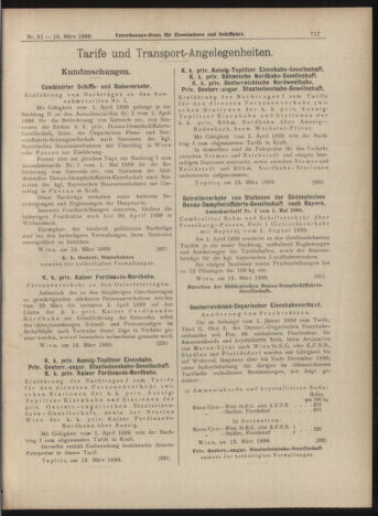 Verordnungs-Blatt für Eisenbahnen und Schiffahrt: Veröffentlichungen in Tarif- und Transport-Angelegenheiten 18990316 Seite: 5