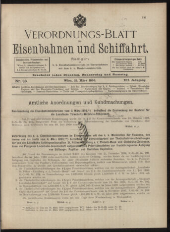 Verordnungs-Blatt für Eisenbahnen und Schiffahrt: Veröffentlichungen in Tarif- und Transport-Angelegenheiten 18990321 Seite: 1