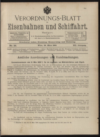 Verordnungs-Blatt für Eisenbahnen und Schiffahrt: Veröffentlichungen in Tarif- und Transport-Angelegenheiten 18990328 Seite: 1