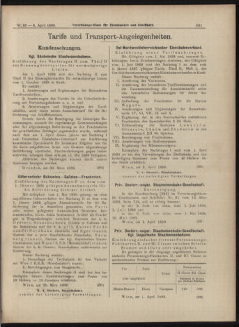 Verordnungs-Blatt für Eisenbahnen und Schiffahrt: Veröffentlichungen in Tarif- und Transport-Angelegenheiten 18990406 Seite: 7