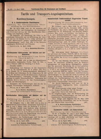 Verordnungs-Blatt für Eisenbahnen und Schiffahrt: Veröffentlichungen in Tarif- und Transport-Angelegenheiten 18990408 Seite: 15