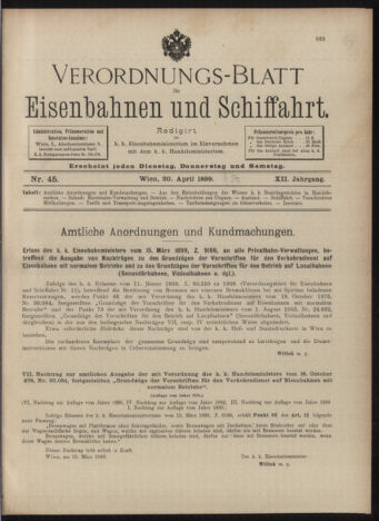 Verordnungs-Blatt für Eisenbahnen und Schiffahrt: Veröffentlichungen in Tarif- und Transport-Angelegenheiten 18990420 Seite: 1