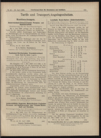 Verordnungs-Blatt für Eisenbahnen und Schiffahrt: Veröffentlichungen in Tarif- und Transport-Angelegenheiten 18990420 Seite: 7