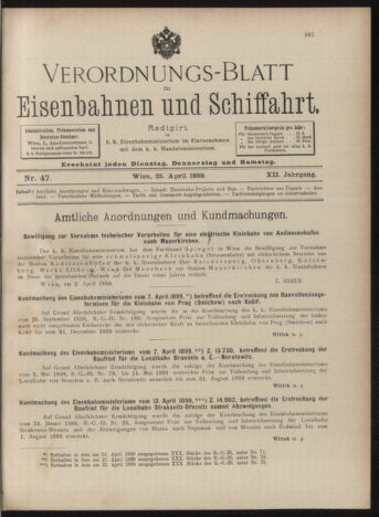 Verordnungs-Blatt für Eisenbahnen und Schiffahrt: Veröffentlichungen in Tarif- und Transport-Angelegenheiten 18990425 Seite: 1