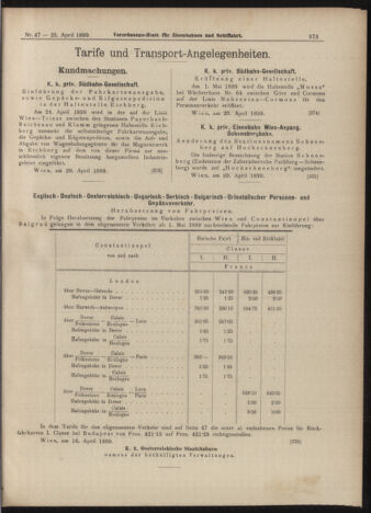 Verordnungs-Blatt für Eisenbahnen und Schiffahrt: Veröffentlichungen in Tarif- und Transport-Angelegenheiten 18990425 Seite: 13