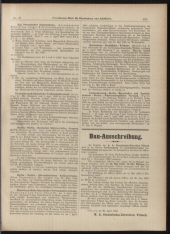 Verordnungs-Blatt für Eisenbahnen und Schiffahrt: Veröffentlichungen in Tarif- und Transport-Angelegenheiten 18990425 Seite: 15