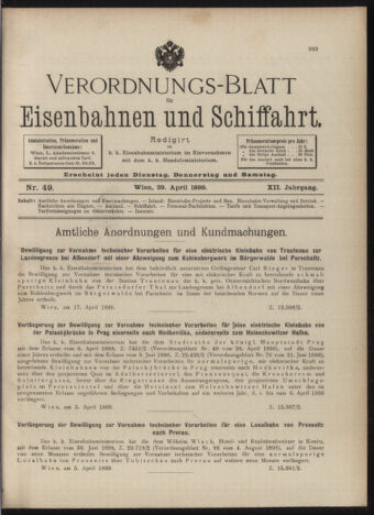 Verordnungs-Blatt für Eisenbahnen und Schiffahrt: Veröffentlichungen in Tarif- und Transport-Angelegenheiten 18990429 Seite: 1