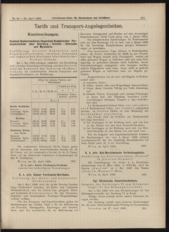 Verordnungs-Blatt für Eisenbahnen und Schiffahrt: Veröffentlichungen in Tarif- und Transport-Angelegenheiten 18990429 Seite: 7