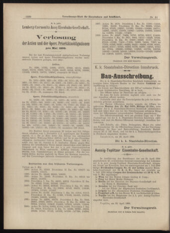 Verordnungs-Blatt für Eisenbahnen und Schiffahrt: Veröffentlichungen in Tarif- und Transport-Angelegenheiten 18990504 Seite: 6