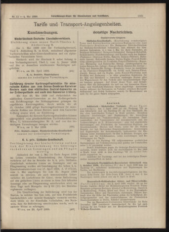 Verordnungs-Blatt für Eisenbahnen und Schiffahrt: Veröffentlichungen in Tarif- und Transport-Angelegenheiten 18990504 Seite: 7