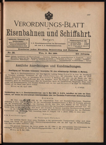 Verordnungs-Blatt für Eisenbahnen und Schiffahrt: Veröffentlichungen in Tarif- und Transport-Angelegenheiten 18990513 Seite: 1