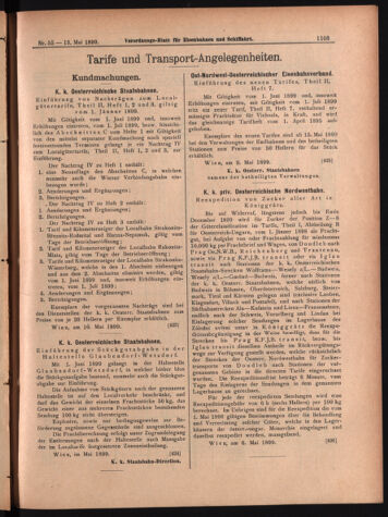 Verordnungs-Blatt für Eisenbahnen und Schiffahrt: Veröffentlichungen in Tarif- und Transport-Angelegenheiten 18990513 Seite: 7