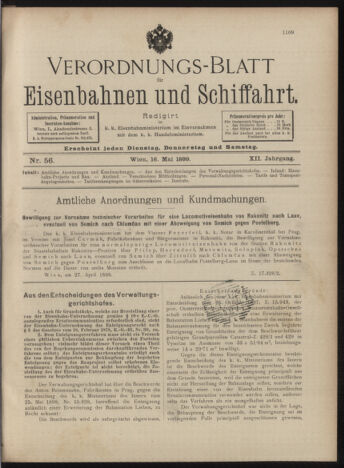 Verordnungs-Blatt für Eisenbahnen und Schiffahrt: Veröffentlichungen in Tarif- und Transport-Angelegenheiten 18990516 Seite: 1