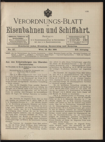 Verordnungs-Blatt für Eisenbahnen und Schiffahrt: Veröffentlichungen in Tarif- und Transport-Angelegenheiten 18990518 Seite: 1