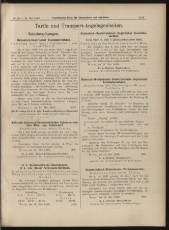 Verordnungs-Blatt für Eisenbahnen und Schiffahrt: Veröffentlichungen in Tarif- und Transport-Angelegenheiten 18990518 Seite: 9