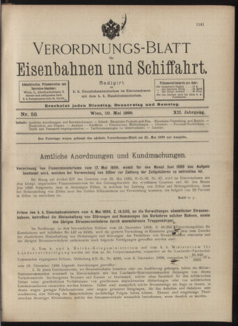 Verordnungs-Blatt für Eisenbahnen und Schiffahrt: Veröffentlichungen in Tarif- und Transport-Angelegenheiten 18990520 Seite: 1