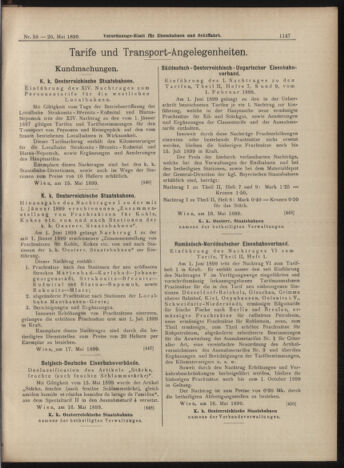 Verordnungs-Blatt für Eisenbahnen und Schiffahrt: Veröffentlichungen in Tarif- und Transport-Angelegenheiten 18990520 Seite: 7