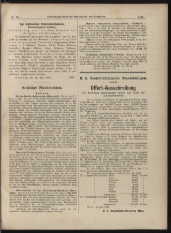 Verordnungs-Blatt für Eisenbahnen und Schiffahrt: Veröffentlichungen in Tarif- und Transport-Angelegenheiten 18990520 Seite: 9