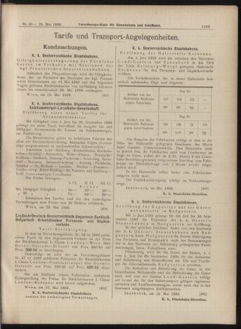 Verordnungs-Blatt für Eisenbahnen und Schiffahrt: Veröffentlichungen in Tarif- und Transport-Angelegenheiten 18990525 Seite: 7