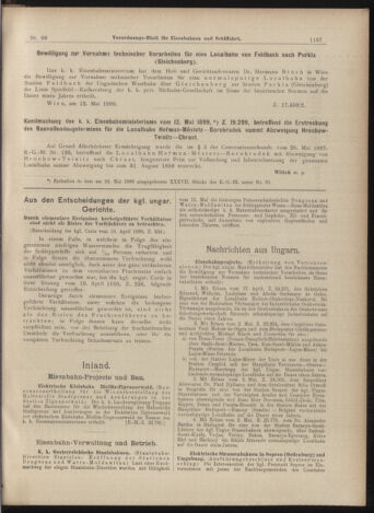 Verordnungs-Blatt für Eisenbahnen und Schiffahrt: Veröffentlichungen in Tarif- und Transport-Angelegenheiten 18990527 Seite: 11