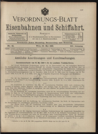 Verordnungs-Blatt für Eisenbahnen und Schiffahrt: Veröffentlichungen in Tarif- und Transport-Angelegenheiten 18990530 Seite: 1