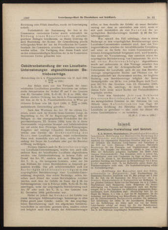 Verordnungs-Blatt für Eisenbahnen und Schiffahrt: Veröffentlichungen in Tarif- und Transport-Angelegenheiten 18990530 Seite: 6