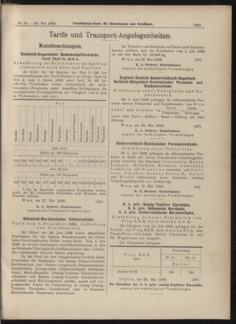 Verordnungs-Blatt für Eisenbahnen und Schiffahrt: Veröffentlichungen in Tarif- und Transport-Angelegenheiten 18990530 Seite: 9