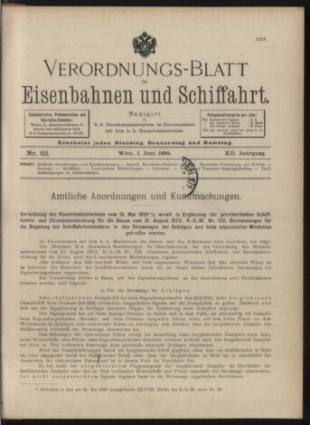 Verordnungs-Blatt für Eisenbahnen und Schiffahrt: Veröffentlichungen in Tarif- und Transport-Angelegenheiten 18990601 Seite: 1