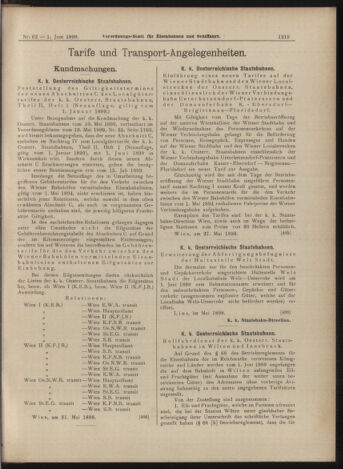 Verordnungs-Blatt für Eisenbahnen und Schiffahrt: Veröffentlichungen in Tarif- und Transport-Angelegenheiten 18990601 Seite: 7