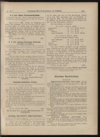 Verordnungs-Blatt für Eisenbahnen und Schiffahrt: Veröffentlichungen in Tarif- und Transport-Angelegenheiten 18990601 Seite: 9