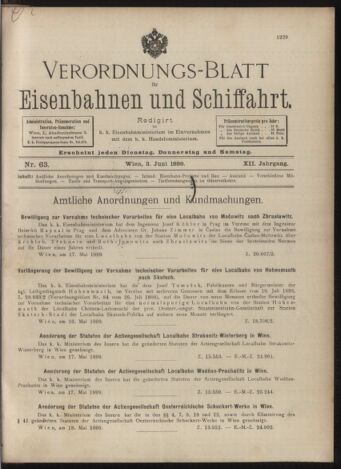 Verordnungs-Blatt für Eisenbahnen und Schiffahrt: Veröffentlichungen in Tarif- und Transport-Angelegenheiten 18990603 Seite: 1