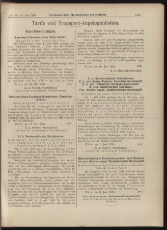 Verordnungs-Blatt für Eisenbahnen und Schiffahrt: Veröffentlichungen in Tarif- und Transport-Angelegenheiten 18990606 Seite: 15