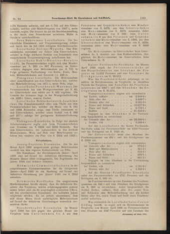 Verordnungs-Blatt für Eisenbahnen und Schiffahrt: Veröffentlichungen in Tarif- und Transport-Angelegenheiten 18990606 Seite: 5