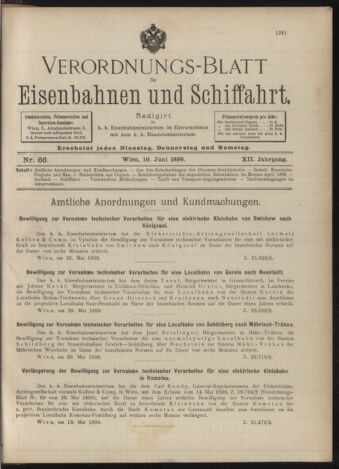 Verordnungs-Blatt für Eisenbahnen und Schiffahrt: Veröffentlichungen in Tarif- und Transport-Angelegenheiten 18990610 Seite: 1